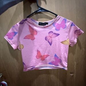 PrettyLittleThing Pink and Purple Butterfly Tee